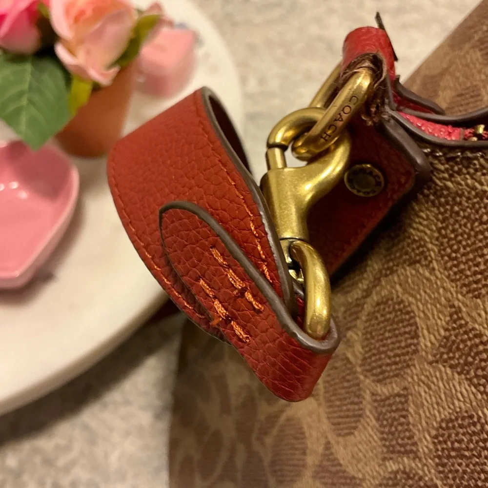 Coach Brown and Red Signature Shoulder Bag - Picture 9 of 10